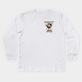 Growing old is mandatory - old vinyl Kids Long Sleeve T-Shirt